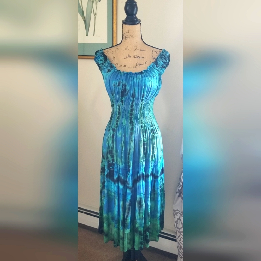 Wevez Blue/Green Boho Midi